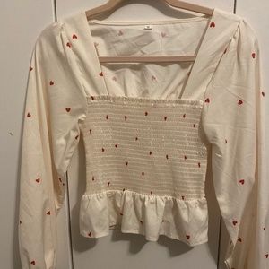 Heart blouse, puff sleeve